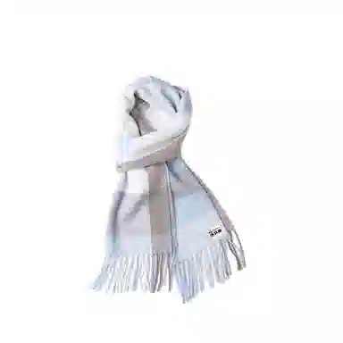 木林森 纯羊毛格子小清新流苏绒线围巾秋冬加厚保暖  围巾 男女同款情侣款