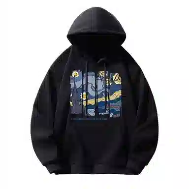 莫代尔 休闲时尚卡通潮流印花舒适亲肤连帽长袖打底衣 男女同款