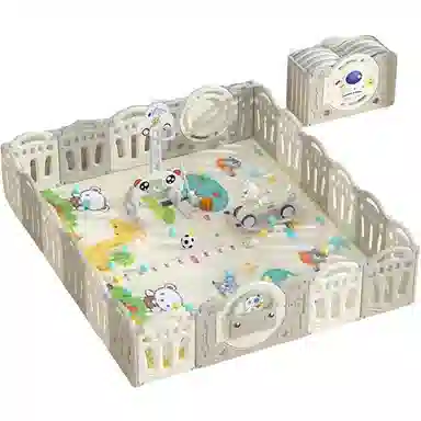 乖乖熊 游戏围栏防护栏地上室内家用 可折叠宝宝学步爬行垫安全栅栏 早教益智玩具