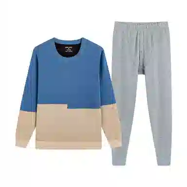 贴身领域 加厚加绒圆领可外穿秋衣秋裤防寒保暖套装 男款