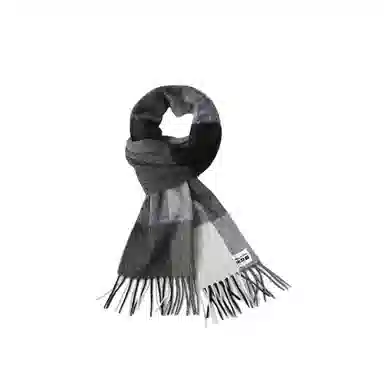 木林森 纯羊毛格子小清新流苏绒线围巾秋冬加厚保暖  围巾 男女同款情侣款