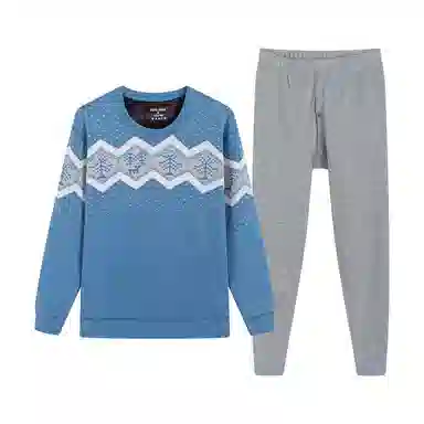 贴身领域 加厚加绒圆领可外穿秋衣秋裤防寒保暖套装 男款