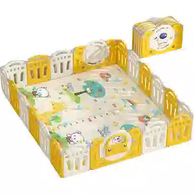 乖乖熊 游戏围栏防护栏地上室内家用 可折叠宝宝学步爬行垫安全栅栏 早教益智玩具