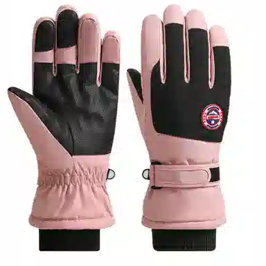 八小万 滑雪冬季加绒加厚保暖户外骑行摩托车触屏防滑 高密度防风防水面料 手套 男女同款情侣款 浅灰色/白色/粉色/米色