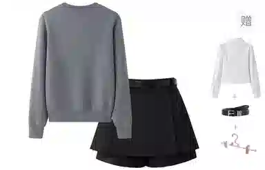 东鲸岁时记 慵懒学院风单排扣简约上衣舒适纯色短裙裙装套装 女款