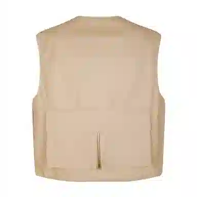 速写 短款宽松户外拉链立体大口袋马甲 男款 黄卡其