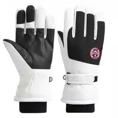 八小万 滑雪冬季加绒加厚保暖户外骑行摩托车触屏防滑 高密度防风防水面料 手套 男女同款情侣款 浅灰色/白色/粉色/米色