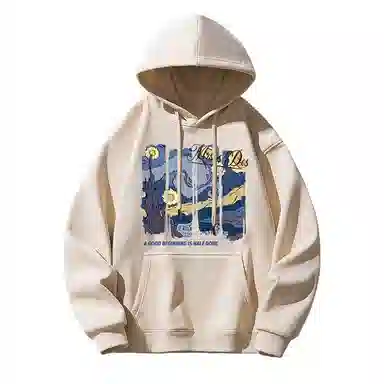 莫代尔 休闲时尚卡通潮流印花舒适亲肤连帽长袖打底衣 男女同款