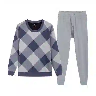 贴身领域 加厚加绒圆领可外穿秋衣秋裤防寒保暖套装 男款