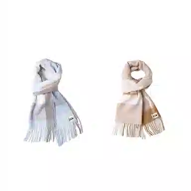 木林森 纯羊毛格子小清新流苏绒线围巾秋冬加厚保暖  围巾 男女同款情侣款