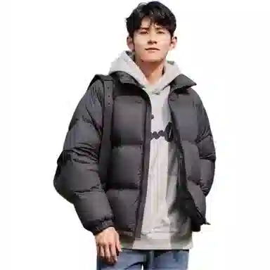 森马 纯色保暖宽松无帽立领羽绒服 男款