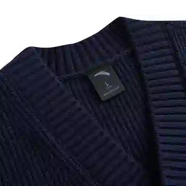 Anta Lifestyle V-Neck Knit Cardigan Midnight Blue