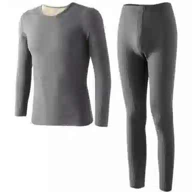 兰缪 秋冬绵羊毛蚕丝长款圆领内衣防冻羽毛绒秋衣秋裤柔软贴身锁温蓄暖舒适透气基础打底保暖套装 男款