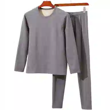 兰缪 秋冬绵羊毛蚕丝长款圆领内衣防冻羽毛绒秋衣秋裤柔软贴身锁温蓄暖舒适透气基础打底保暖套装 男款