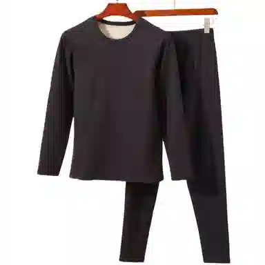 兰缪 秋冬绵羊毛蚕丝长款圆领内衣防冻羽毛绒秋衣秋裤柔软贴身锁温蓄暖舒适透气基础打底保暖套装 男款