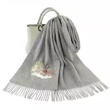 上海故事 粗纺刺绣圣诞之夜  圣诞系列 纯羊毛 绒线围巾 男女同款情侣款