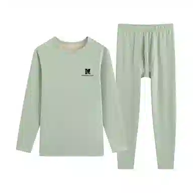 贴身领域 加厚加绒纯色舒适透气保暖套装 男款