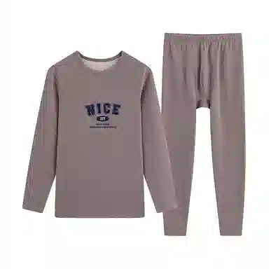 贴身领域 加厚加绒纯色舒适透气保暖套装 男款