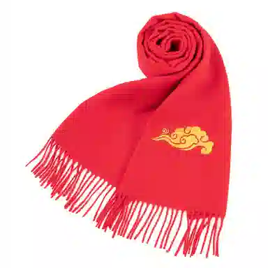 上海故事 送福喜庆红加厚保暖外搭送礼 绵羊毛 绒线围巾 男女同款情侣款