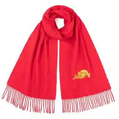 上海故事 送福喜庆红加厚保暖外搭送礼 绵羊毛 绒线围巾 男女同款情侣款