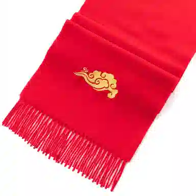 上海故事 送福喜庆红加厚保暖外搭送礼 绵羊毛 绒线围巾 男女同款情侣款