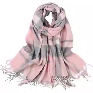 上海故事 送礼  百搭格子大披肩 绒线围巾  女款 礼盒装