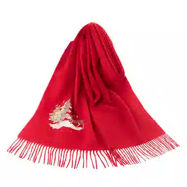 上海故事 粗纺刺绣圣诞之夜  圣诞系列 纯羊毛 绒线围巾 男女同款情侣款