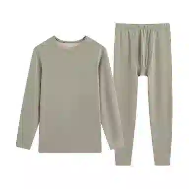 贴身领域 加厚加绒纯色舒适透气保暖套装 男款