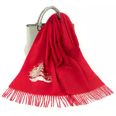 上海故事 粗纺刺绣圣诞之夜  圣诞系列 纯羊毛 绒线围巾 男女同款情侣款
