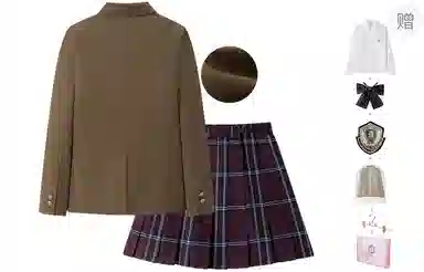 东鲸岁时记 学院风高腰高智感穿搭长袖上衣学生通勤衬衫休闲格子半裙制服 女款