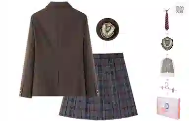 东鲸岁时记 学院风单排扣日系宽松西服外套校供直筒西装格子百褶半裙制服 女款