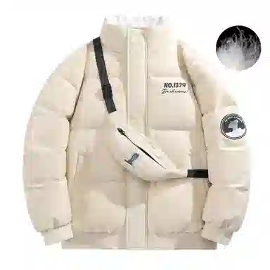 三体 红岸基地系列 含挎包字母徽章印花基础款宽松户外防水防风休闲保暖加厚立领羽绒服 男女同款