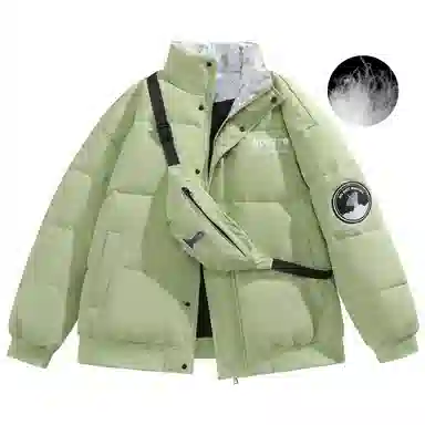 三体 红岸基地系列 含挎包字母徽章印花纯色基础款宽松美式户外防风防水休闲保暖加厚潮牌个性时尚面包服立领羽绒服 男女同款