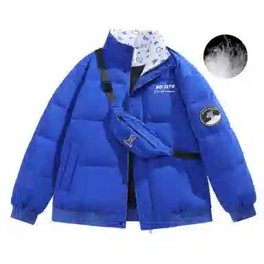 三体 红岸基地系列 含挎包字母徽章印花纯色基础款宽松美式户外防风防水休闲保暖加厚潮牌个性时尚面包服立领羽绒服 男女同款