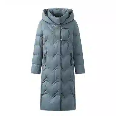 雅鹿 中长款纯色宽松长袖羽绒服 女款