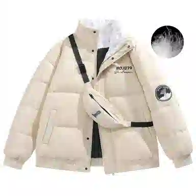 三体 红岸基地系列 含挎包字母徽章印花纯色基础款宽松美式户外防风防水休闲保暖加厚潮牌个性时尚面包服立领羽绒服 男女同款