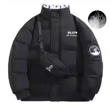 三体 红岸基地系列 含挎包字母徽章印花基础款宽松户外防水防风休闲保暖加厚立领羽绒服 男女同款