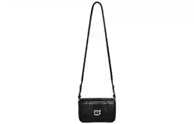 妙迪 时尚百搭休闲磁扣开合 羊皮 单肩包 女款 松露黑