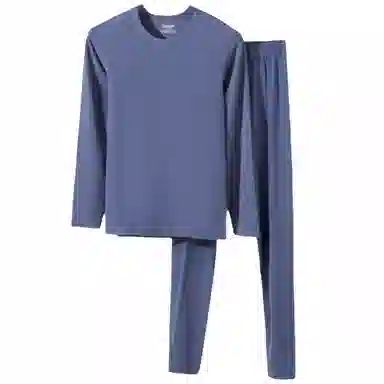 兰缪 双面磨绒阳离子百搭圆领长袖高弹侧缝无骨舒适亲肤透气蓄热锁温无痕基础打底保暖套装 男款