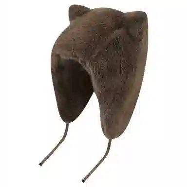 浪莎 冬季可爱毛绒狐狸耳朵雷锋帽女保暖防寒加绒护耳纯色系带套头帽潮 聚酯纤维 帽子 女款