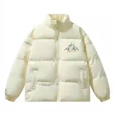 三体 太空亚洲舰队系列 简约基础款纯色字母印花宽松休闲加厚保暖防风防水防寒立领美式复古高街潮牌面包服棉服 男女同款