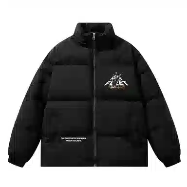 三体 太空亚洲舰队系列 简约基础款纯色字母印花宽松休闲加厚保暖防风防水防寒立领美式复古高街潮牌面包服棉服 男女同款