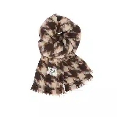 匹克 韩系流苏冬季保暖加厚千鸟格百搭 绒线围巾 男女同款情侣款