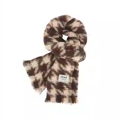 匹克 韩系流苏冬季保暖加厚千鸟格百搭 绒线围巾 男女同款情侣款