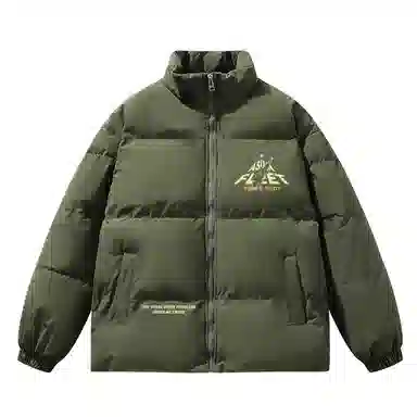 三体 太空亚洲舰队系列 简约基础款纯色字母印花宽松休闲加厚保暖防风防水防寒立领美式复古高街潮牌面包服棉服 男女同款