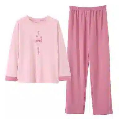 莫代尔 韩版时尚圆领套头长袖长裤简约亲肤舒适家居服可外穿睡衣套装 男女同款