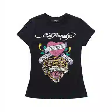 Ed Hardy Tiger Heart Swarovski T-Shirt SS24