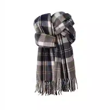 北极绒 新款格子冬季高级感披肩秋百搭韩系氛围感围脖加厚两用 绒线围巾 男女同款情侣款