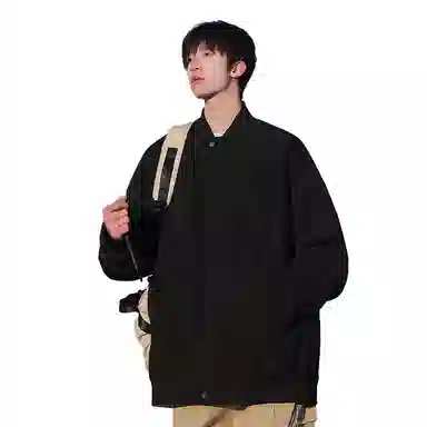 人本 露营登山户外街头防水防风复古纯色棒球领拼接口袋宽松落肩长袖开衫上衣夹克外套 男女同款 太空灰