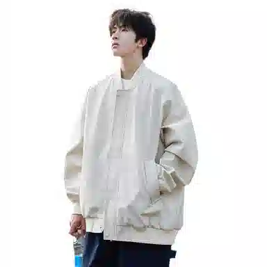 人本 露营登山户外街头防水防风复古纯色棒球领拼接口袋宽松落肩长袖开衫上衣夹克外套 男女同款 太空灰